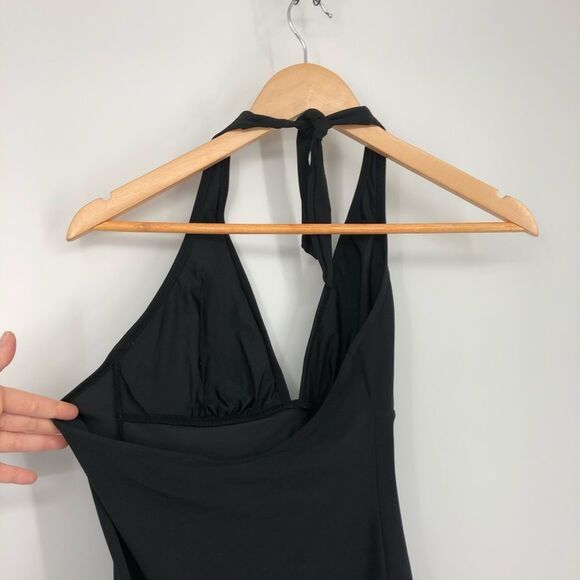 Gap Body Tankini Halter Swim Top Womens Medium Black V Neck - Picture 5 of 9
